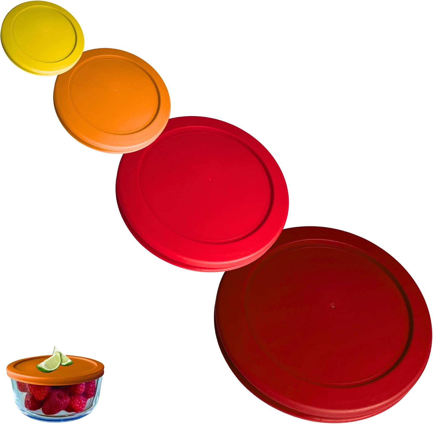 1, 2, 4 & 7 Cup Green, Orange, Blue, Red Replacement Lids/Covers for Pyrex