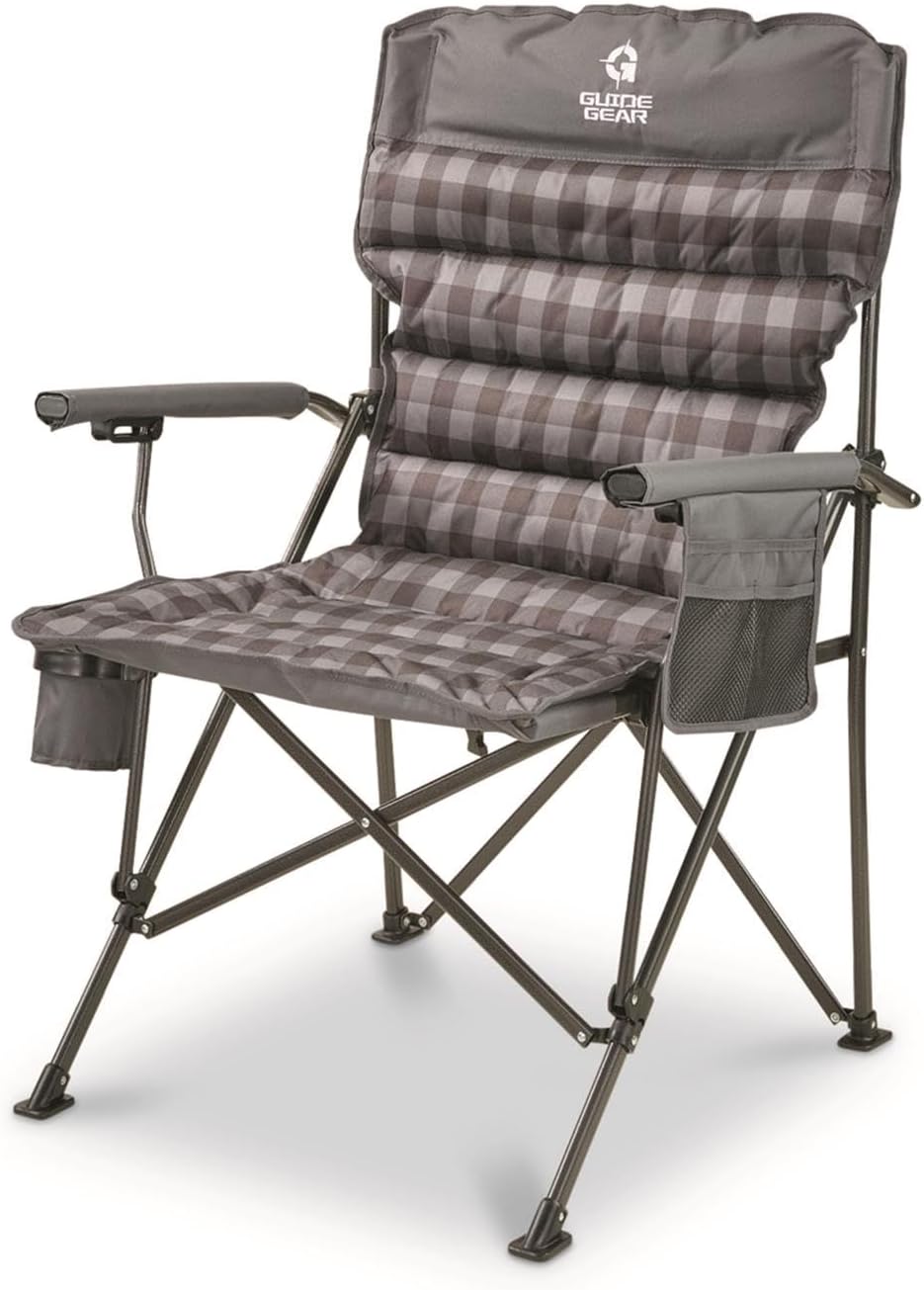 Guide Gear Oversized XL Comfort Padded Mammoth Camping Chair; Includes Carry Bag, Portable, Folding, Large Camp Lounge Chairs for Outdoor, Adults, Men and Women, Heavy-Duty 500-Pound Capacity Green