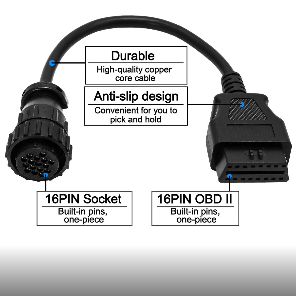 OBD OBD2 16 Pin Connector Diagnostic Adapter Cable Compatible for BMW 20 Pin