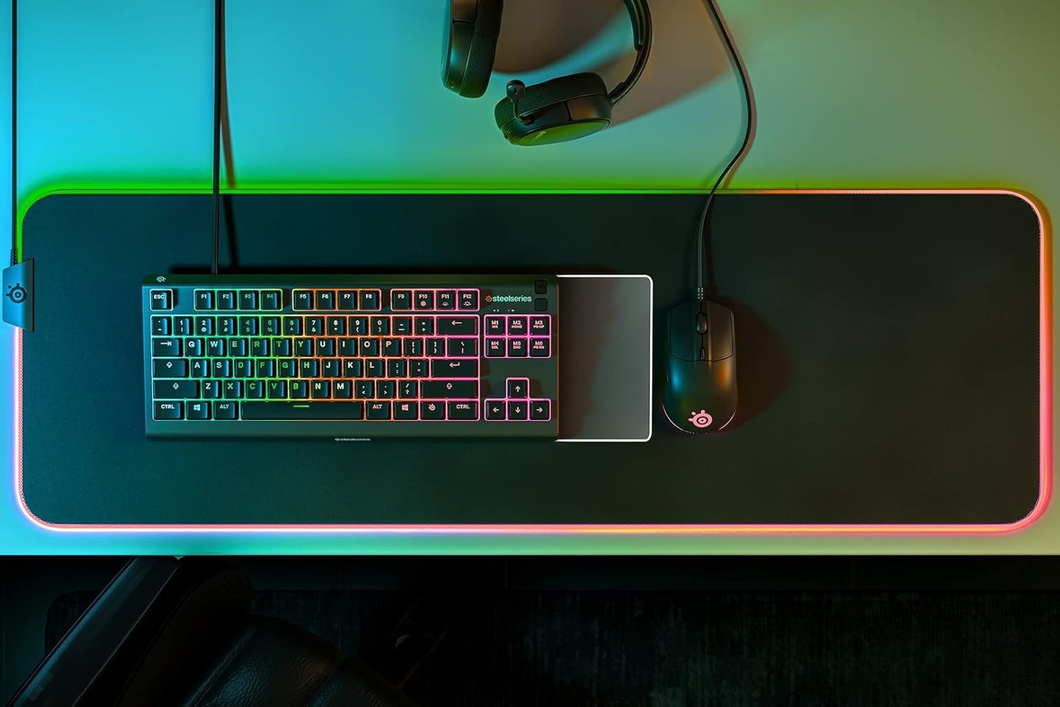 SteelSeries Apex 3 TKL RGB Gaming Keyboard – Tenkeyless Compact Form Factor - 8-Zone RGB Illumination – IP32 Water & Dust Resistant – Whisper