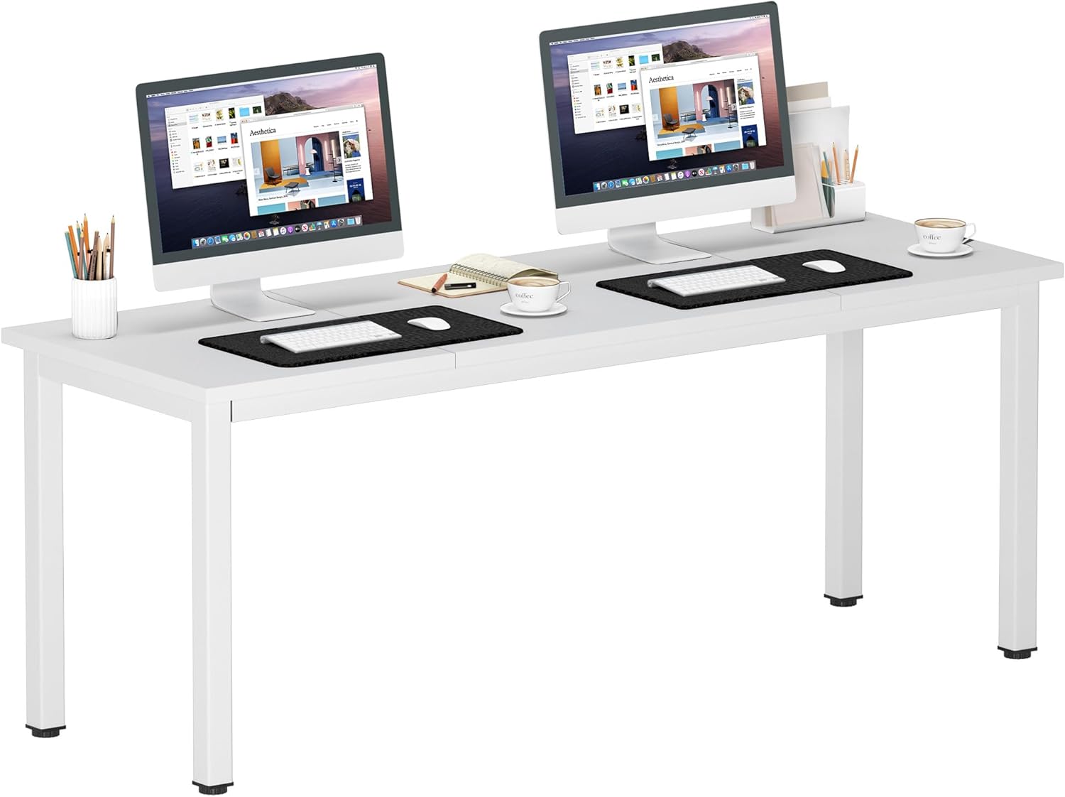 DlandHome 47 inches Medium Computer Desk for Bedroom, Retro