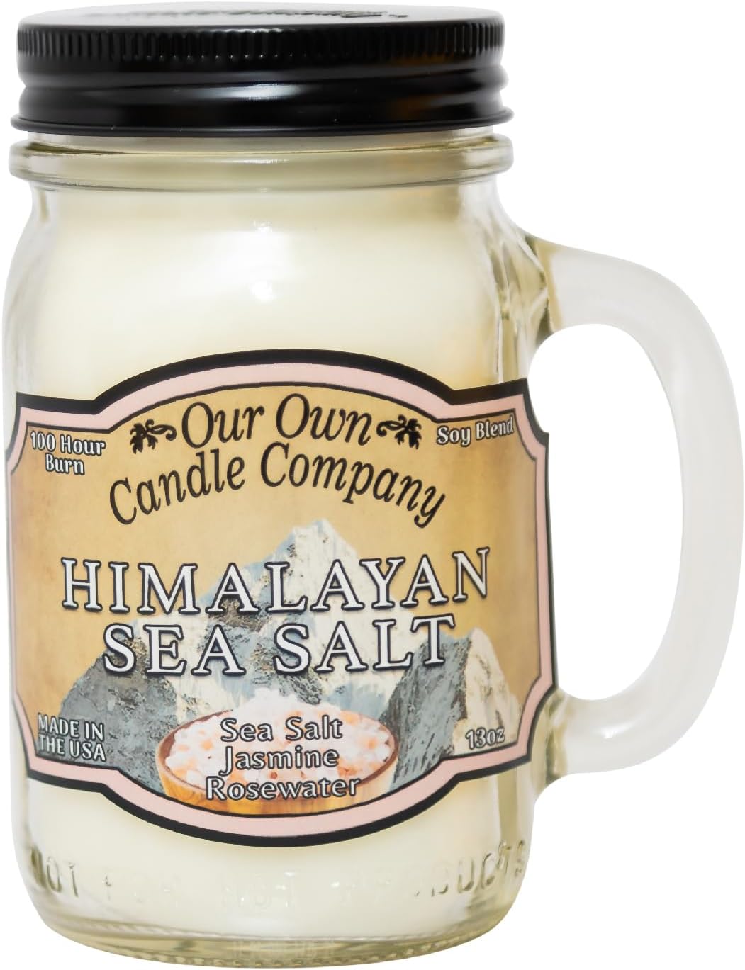 Balsam Pine Scented Mason Jar Candle, Our Own Candle Company, 13 oz | Clean, fresh Balsam-pine-tree scent; soy blend wax; lead-free wick with patented straightener; long lasting