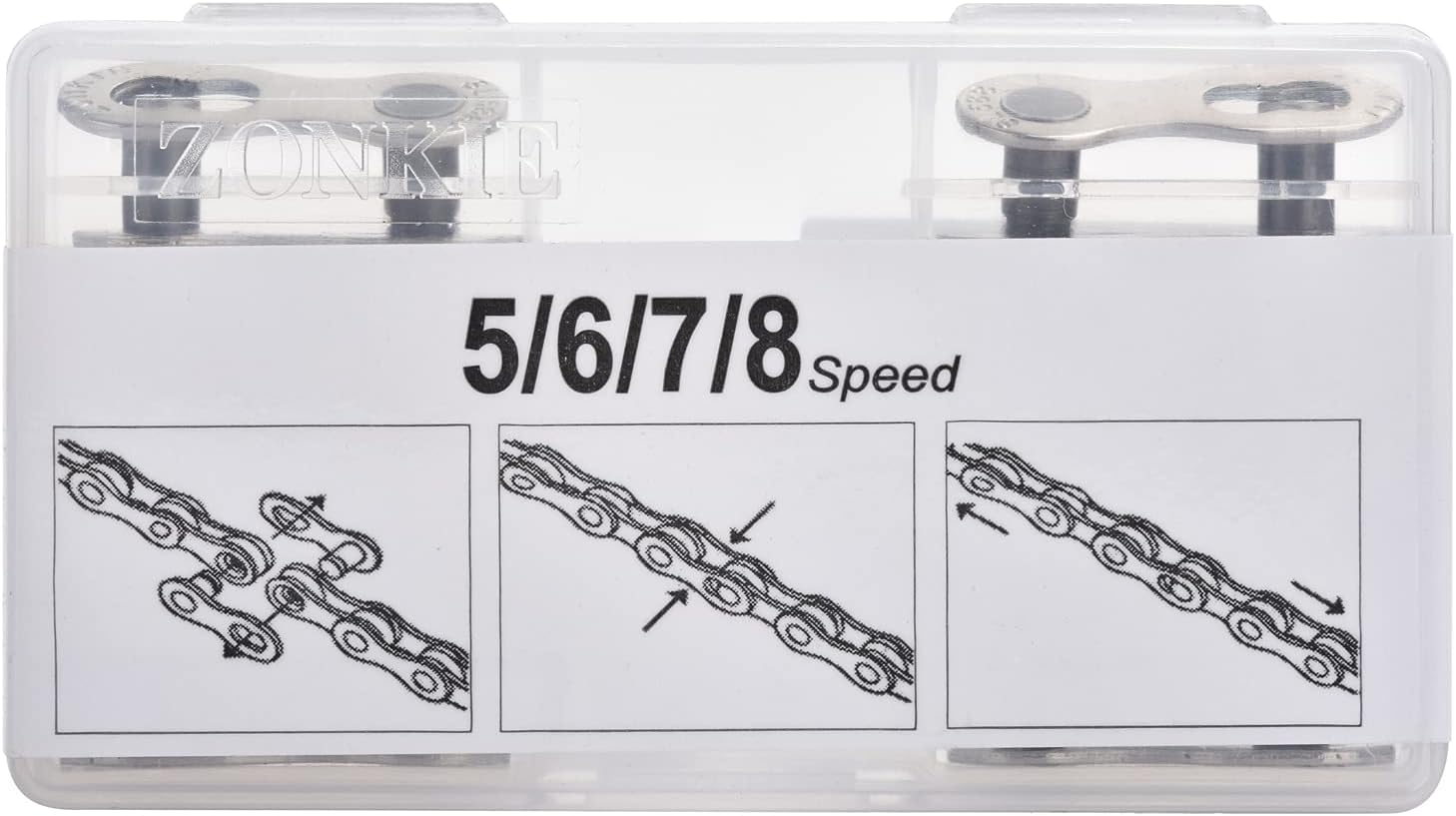 ZONKIE 5/6/7/8 Speed Removable Quick Split Chain Link in Silver x4