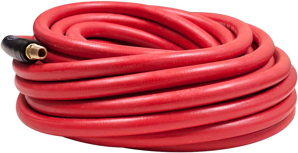 Workforce Air Hose, 3/8 in. x 50 ft., 1/4 Fittings, Rubber, Red - HRE3850RD2