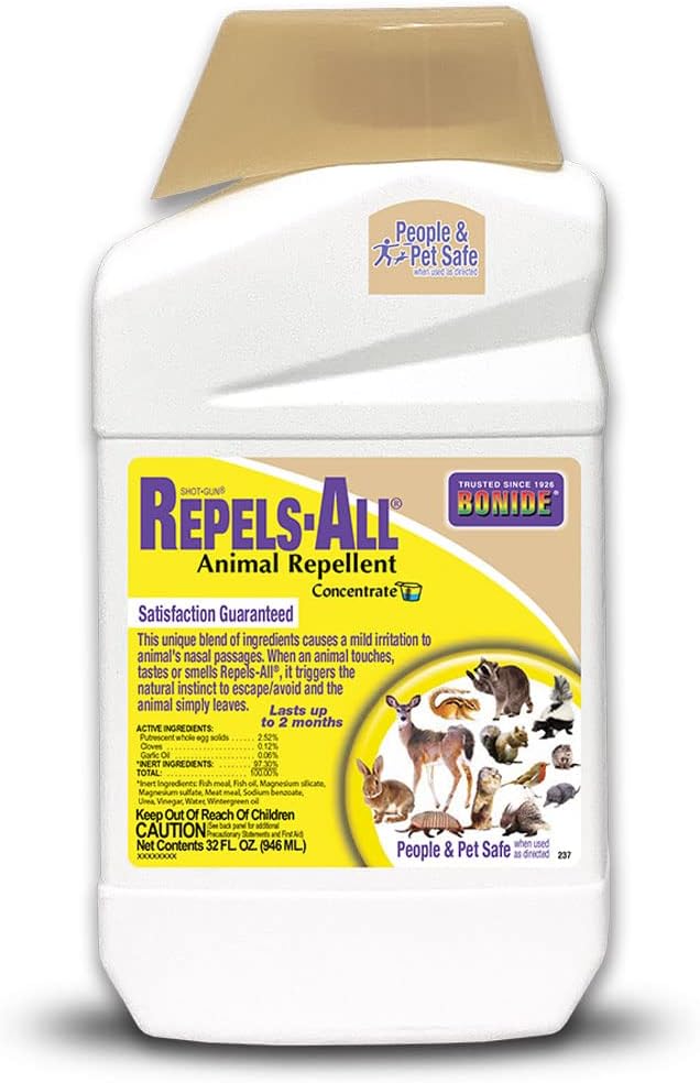 Bonide Repels-All Animal Repellent, 128 oz Concentrate | Outdoor Pest Control, Deter Deer from Garden, People & Pet Safe