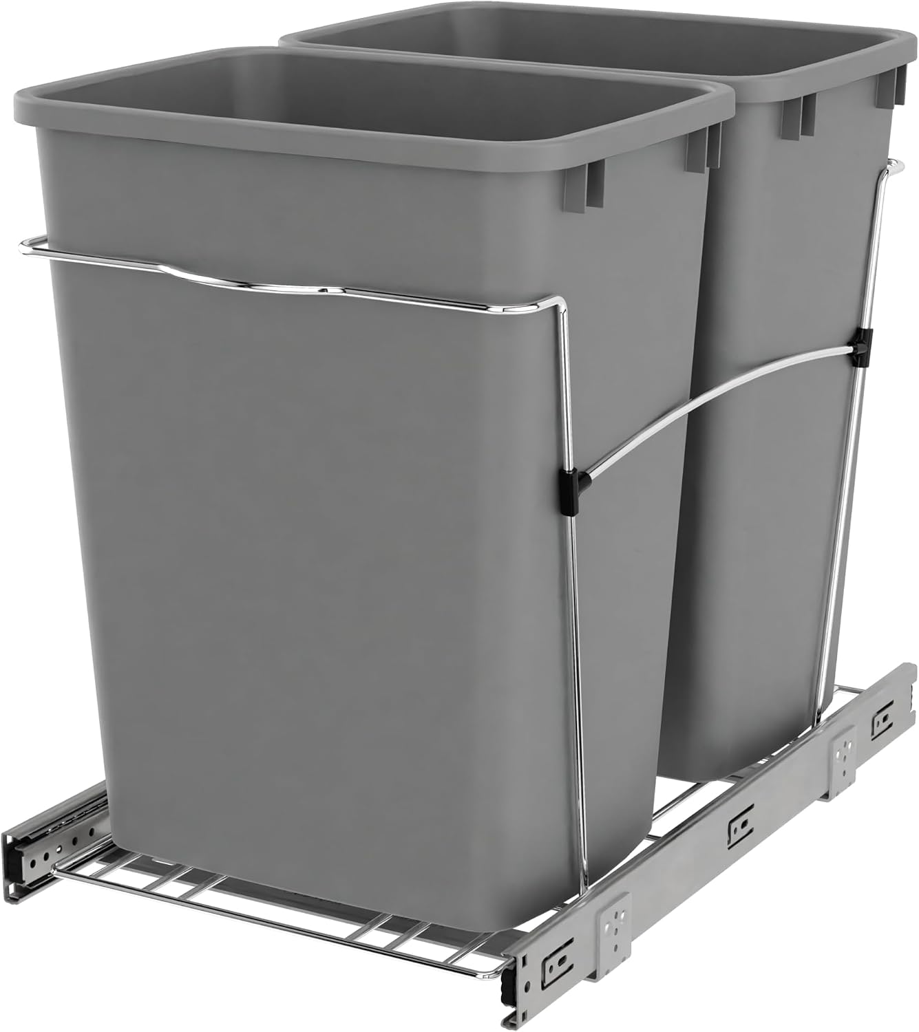 Rev-A-Shelf Double Pullout Garbage Trash Cans for Kitchen Cabinets, 35 Qt
