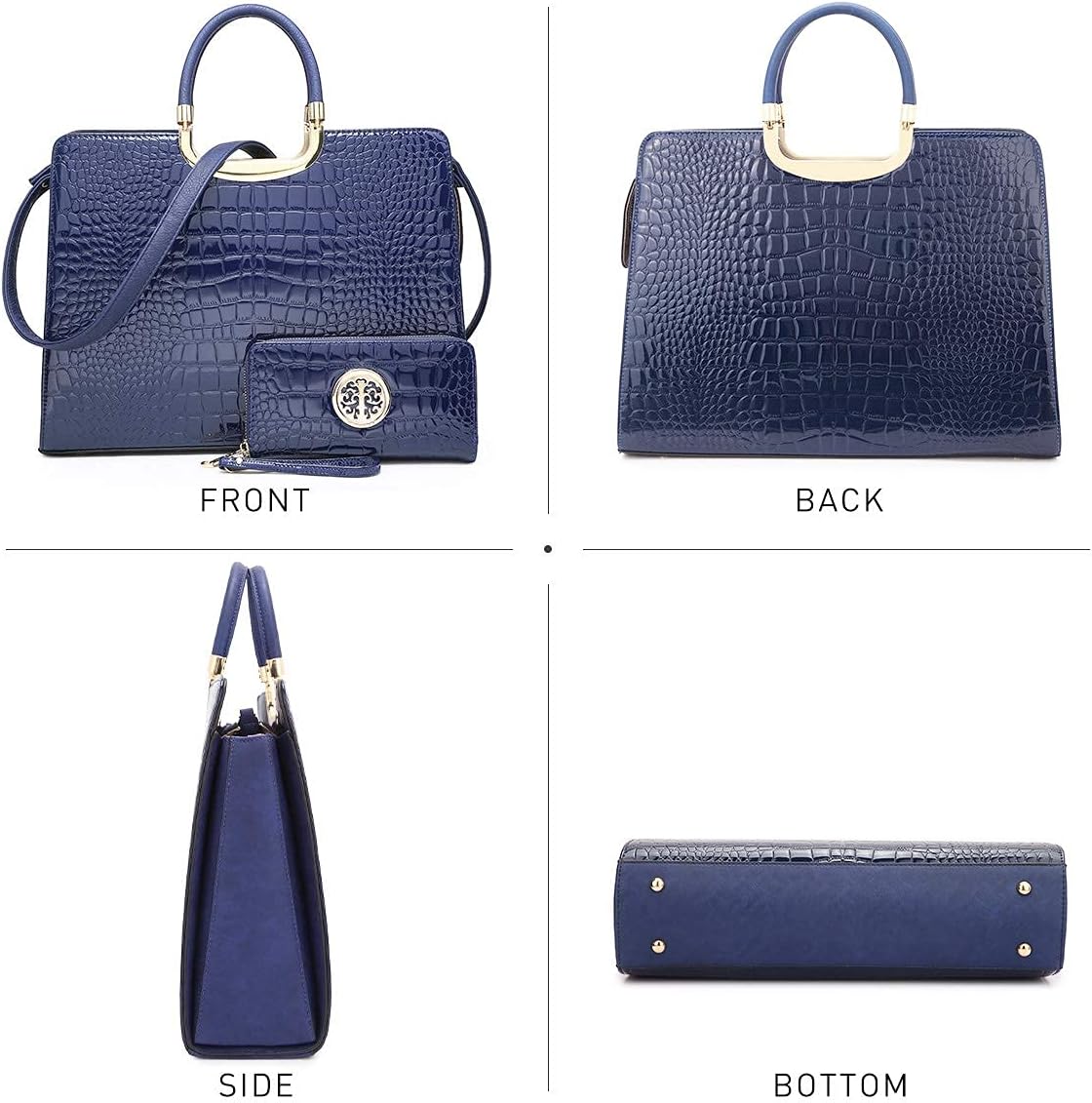 Womens Handbag Top Handle Shoulder Bag Tote Satchel Purse Work Bag with Matching Wallet
