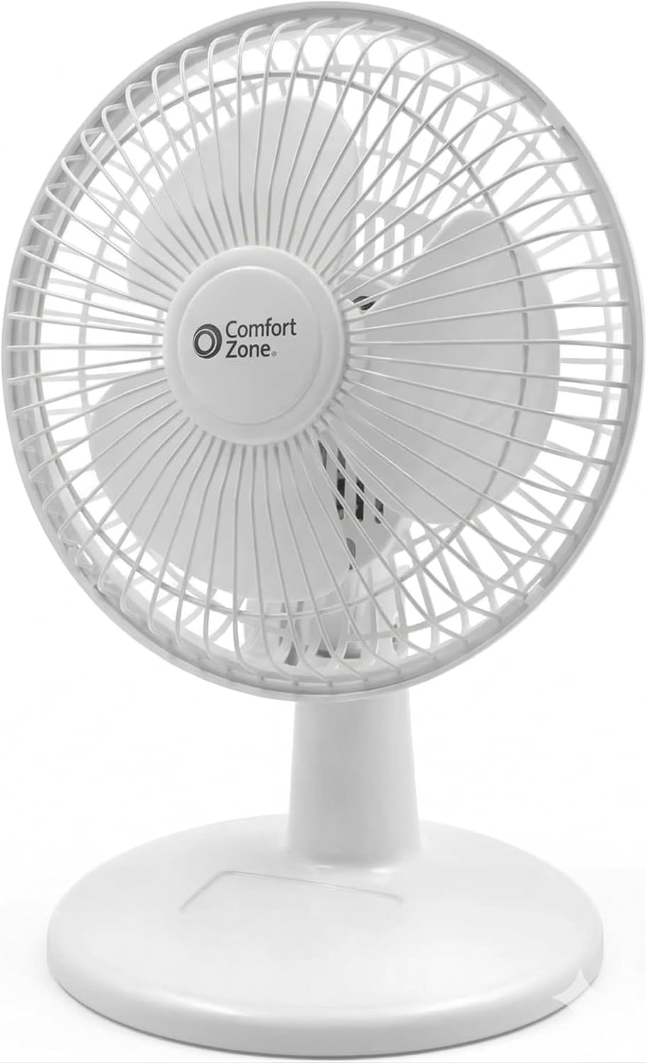 Comfort Zone CZ6D 6" Quiet Portable Indoor 2-Speed Desk Fan with Clip and Fully Adjustable Tilt in White
