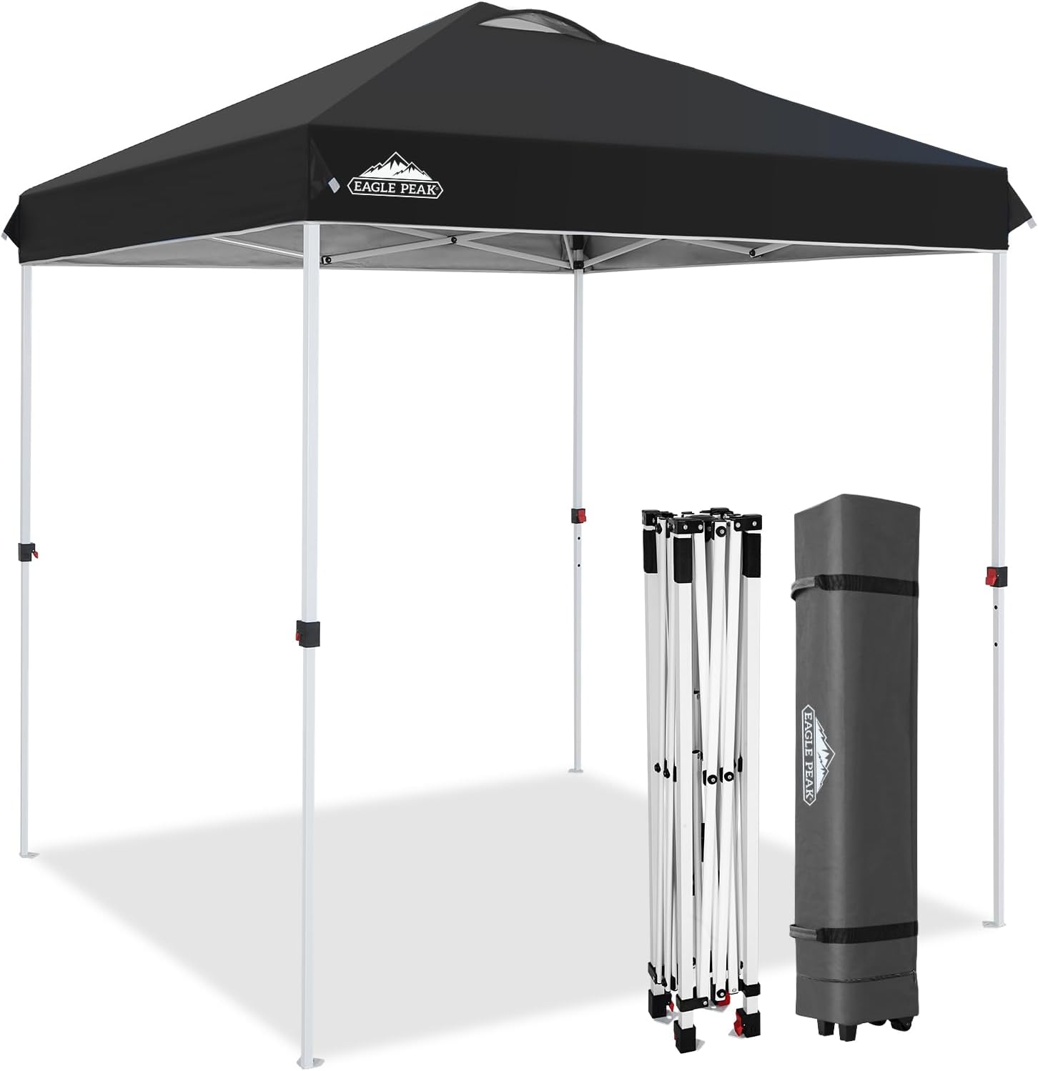 EAGLE PEAK 10x10 Pop Up Canopy Tent Easy Up Canopy Outdoor, White | Patented PeakPush™ Center Lock, 1 Person Setup Portable Pop Up Tent, Beach, Markets, Camping Sport Events, Wheeled Carry Bag