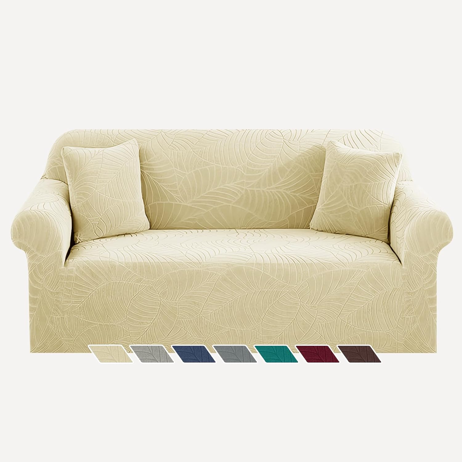 YEMYHOM Couch Cover Latest Jacquard Design High Stretch Sofa Covers for 2 Cushion Couch