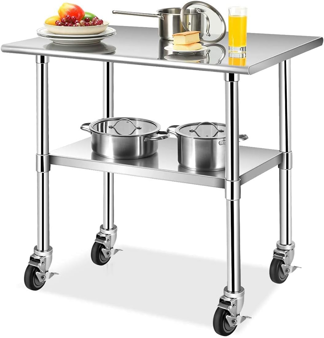 MySit 4 inch Work Table Caster Wheels for Commercial Kitchen Prep Tables