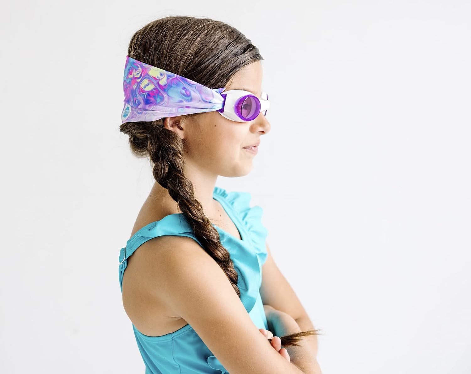 Splash Place SWIM GOGGLES with Fabric Strap - Adult & Kids Swim Goggles - PINKS & PURPLES