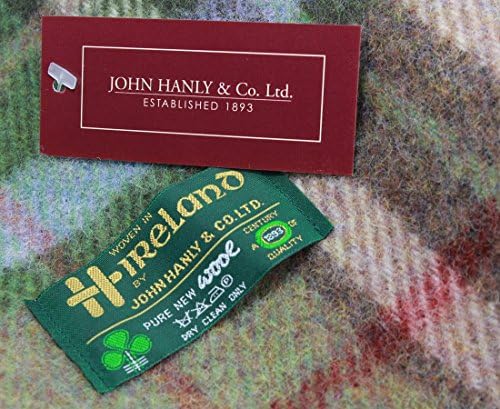 Biddy Murphy Irish Wool Blanket 54" x 72" Fringed 100% Wool Throw Blanket Green Plaid Made in Ireland