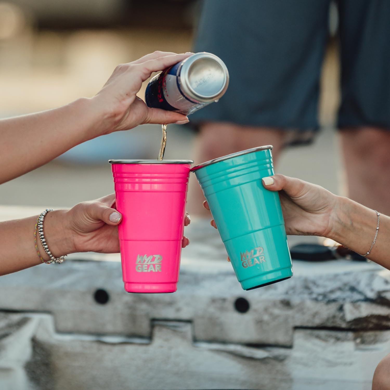 Wyld Gear Party Cup 24oz Red Stainless Steel Reusable Metal Cup with Lid