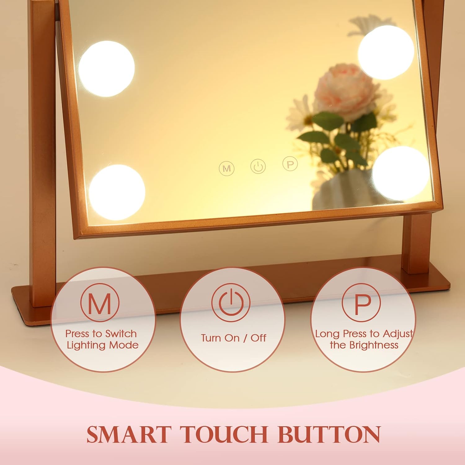 BWLLNI Lighted Makeup Mirror, White Vanity Mirror with Lights,9 LED Bulbs