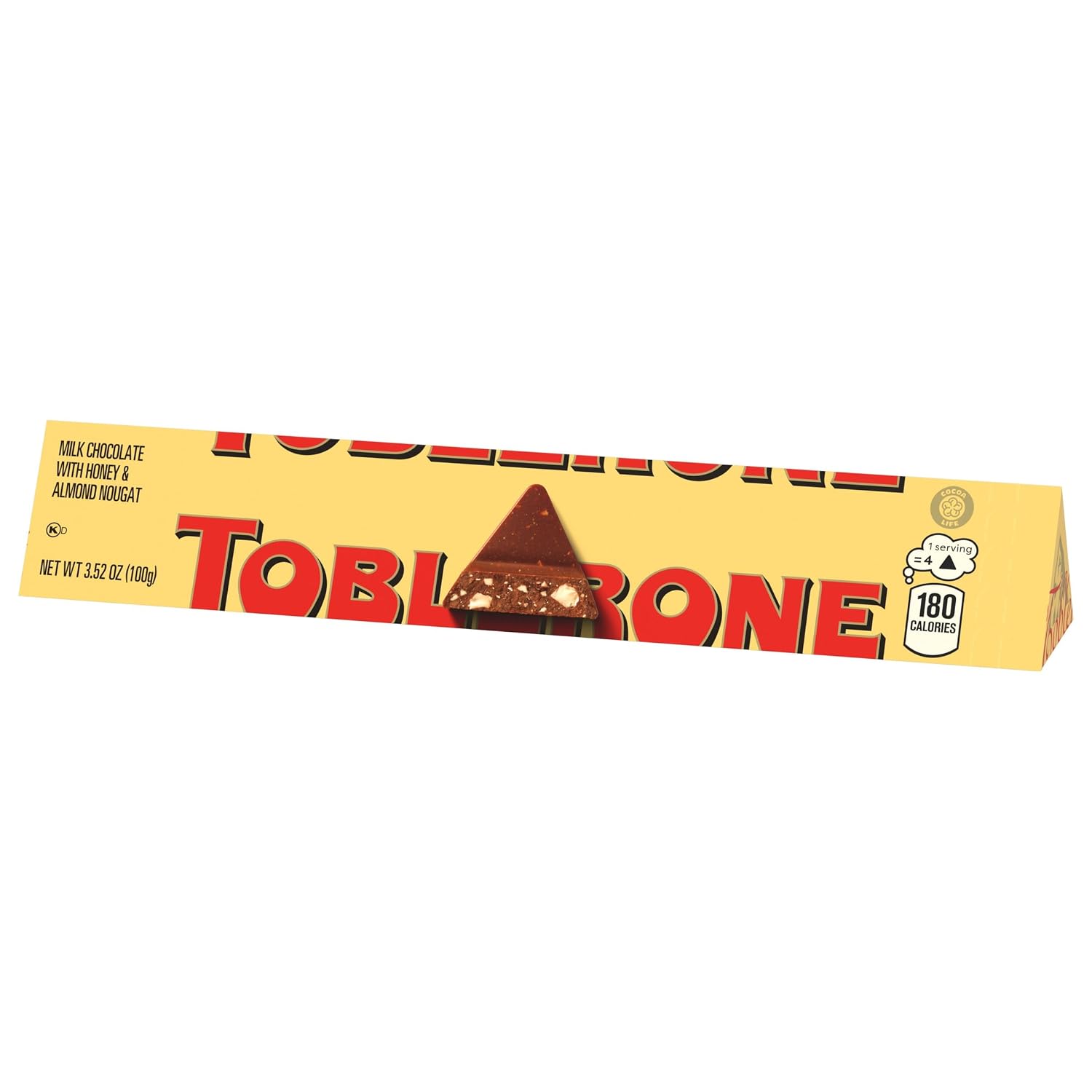 Toblerone Milk Chocolate Bar with Honey and Almond Nougat, 3.52 oz