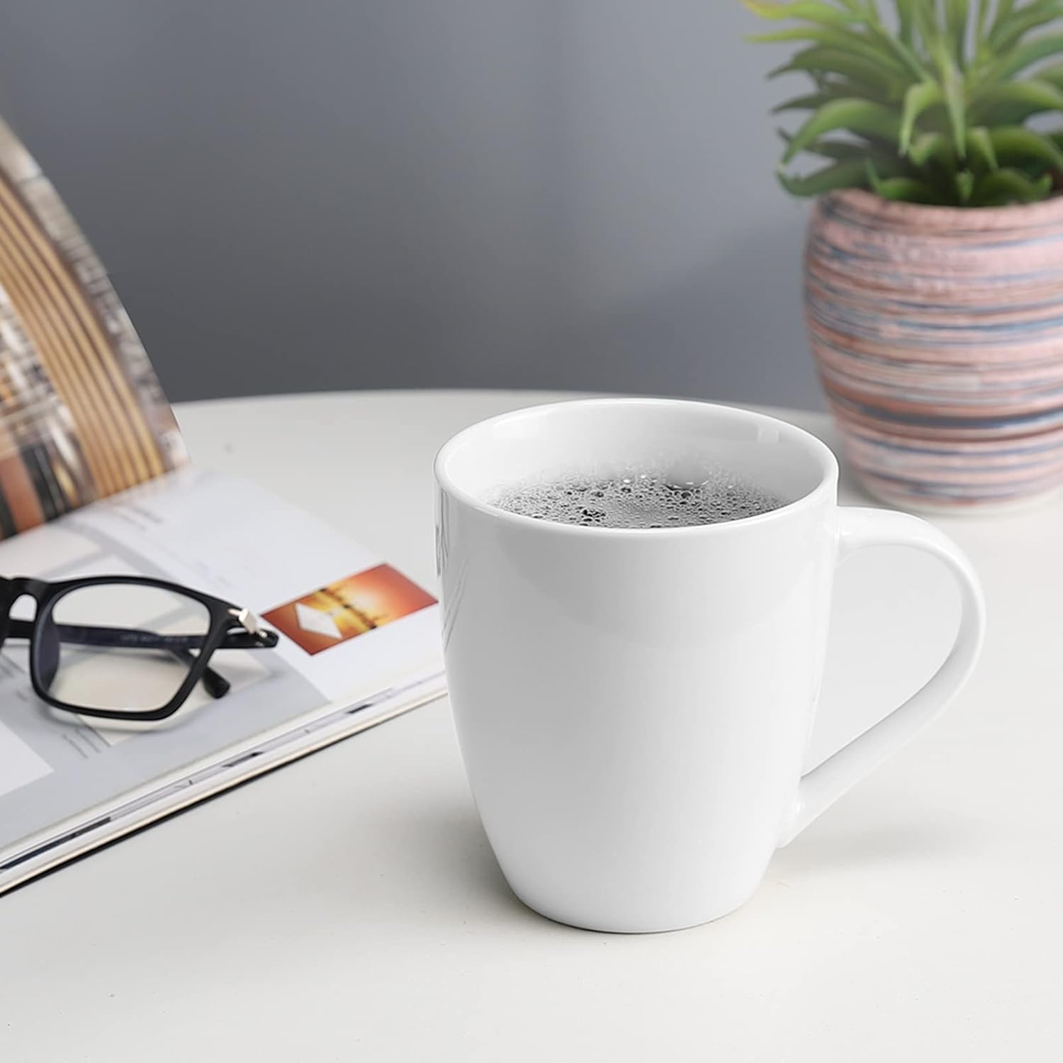 Mfacoy White Coffee Mugs Set of 4, 16 Ounce Mug with Handles, Ceramic Coffee Cups, Porcelain Mugs Sets, Large Coffee Mugs for Coffee, Tea, Hot Cocoa