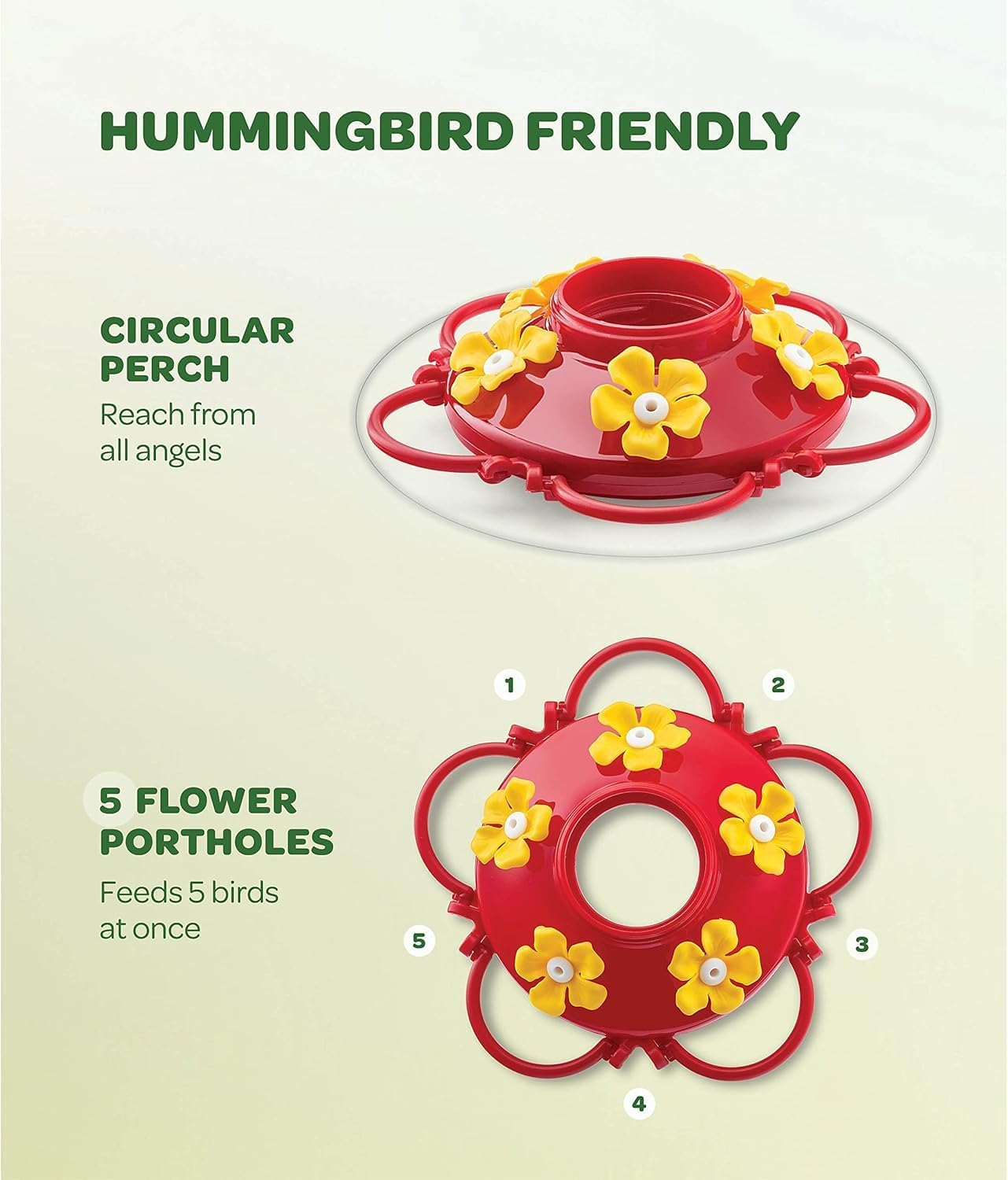 Hummingbird Feeder [Set of 2] Leakproof Clear Plastic 10 oz Wide Mouth.