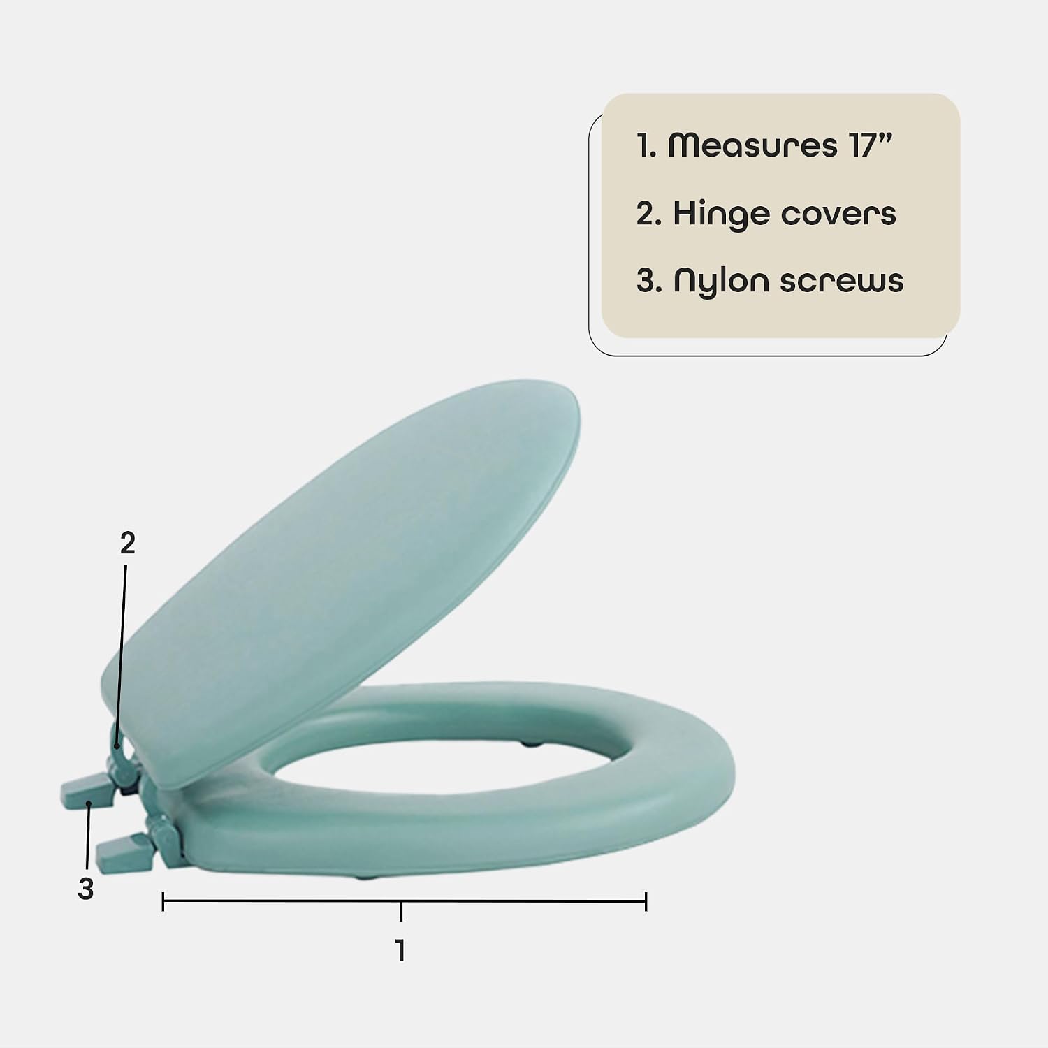Soft Elongated Vinyl Toilet Seat, Black - 19 Inch Soft Vinyl Cover with Comfort Foam Cushioning - Fits All Elongated Size Fixtures - Easy to Install Fantasia by Achim Home Decor
