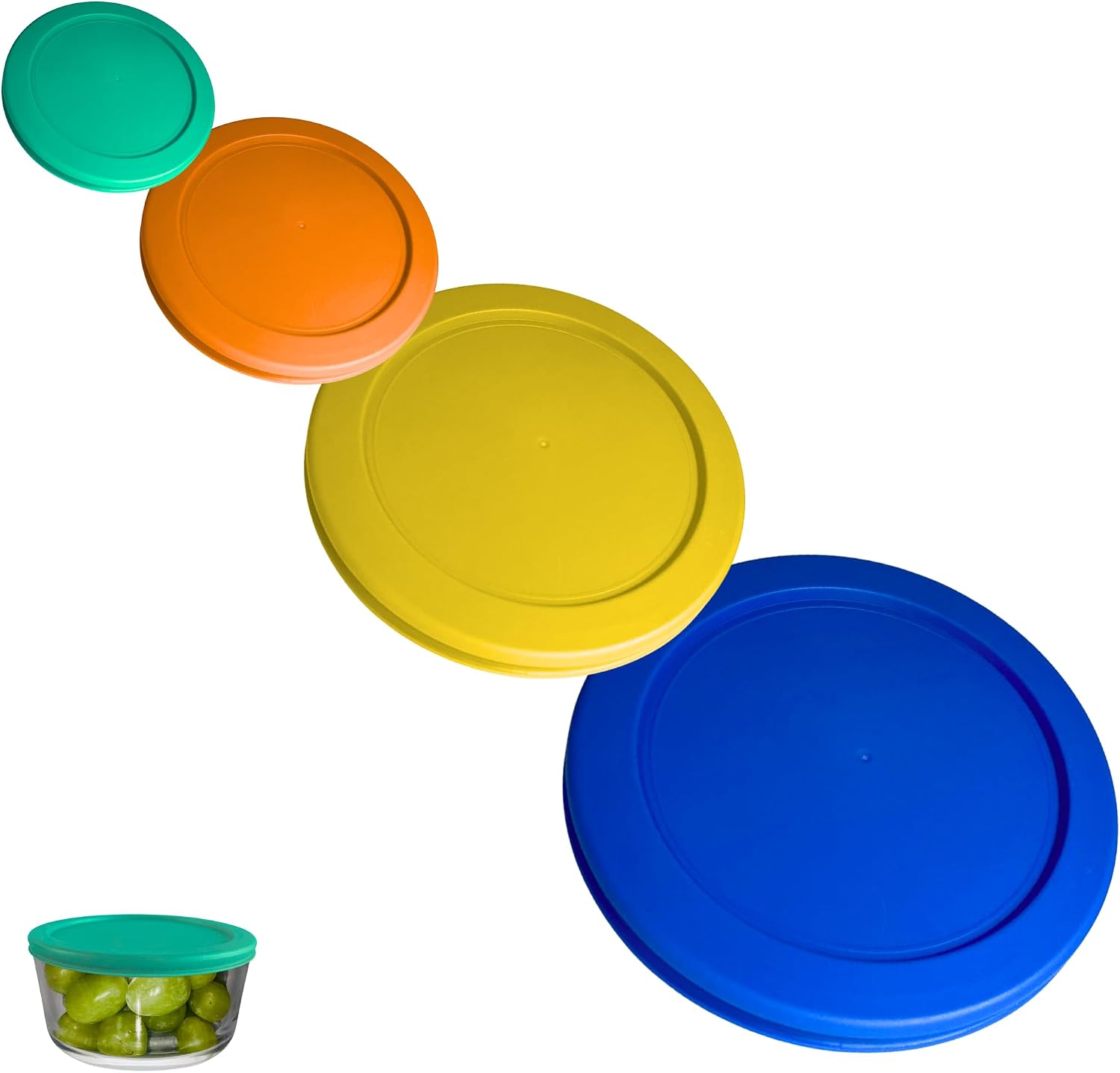 1, 2, 4 & 7 Cup Green, Orange, Blue, Red Replacement Lids/Covers for Pyrex