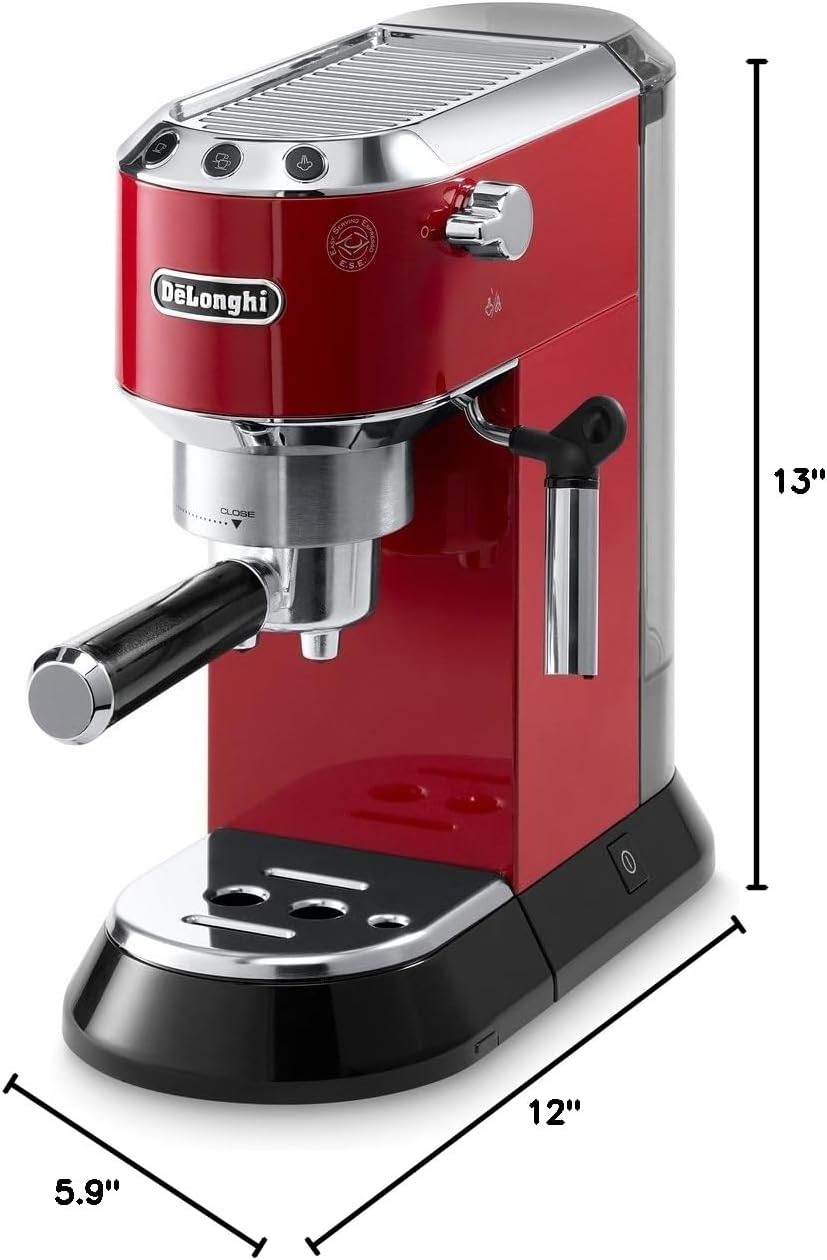 De'Longhi Dedica Espresso Machine, 15-Bar Pump, Frother, Stainless Steel | #1 Worldwide Espresso Machine Maker, Rapid Heat-Up, Frother, Compact Design, Easy to Clean