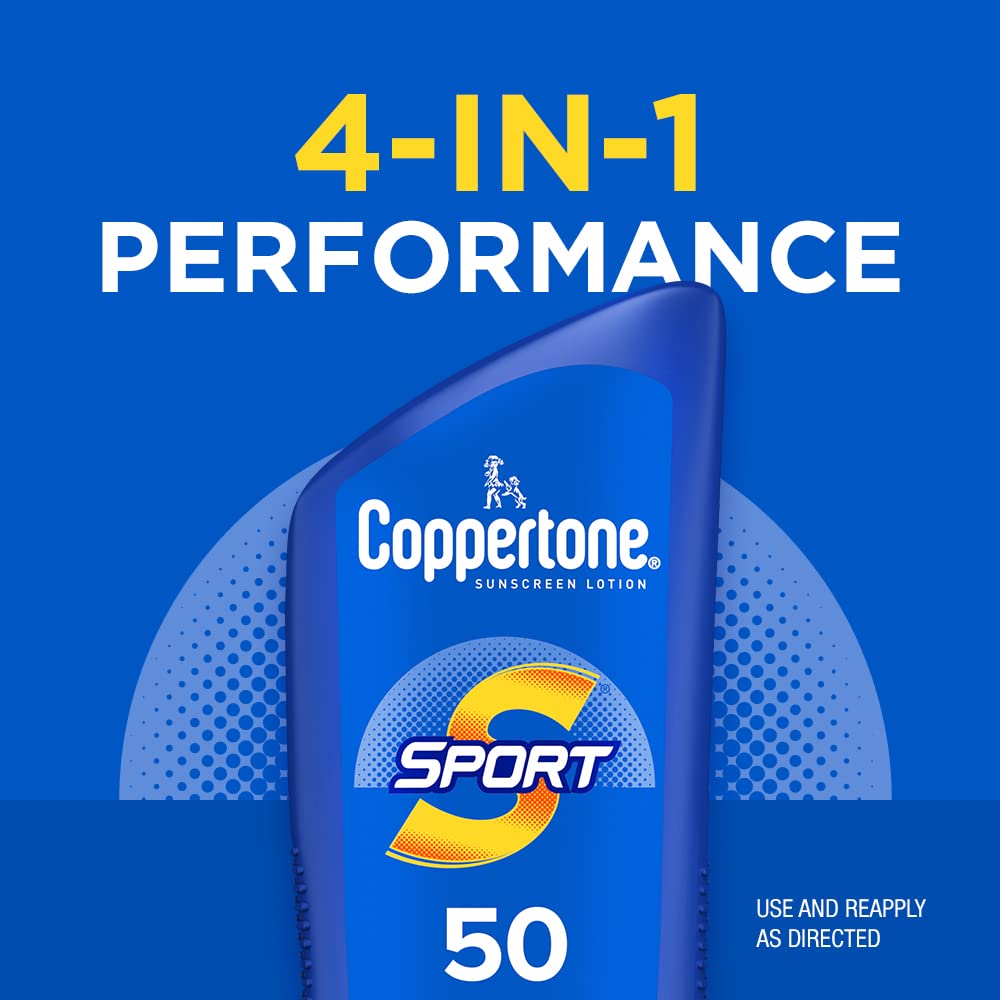 Coppertone SPORT Sunscreen Lotion SPF 30, 7 FL OZ | Sunscreen Lotion with Vitamin E, Sweat, Heat and Water Resistant, PABA, Oxybenzone, Octinoxate, Paraben and Dye Free