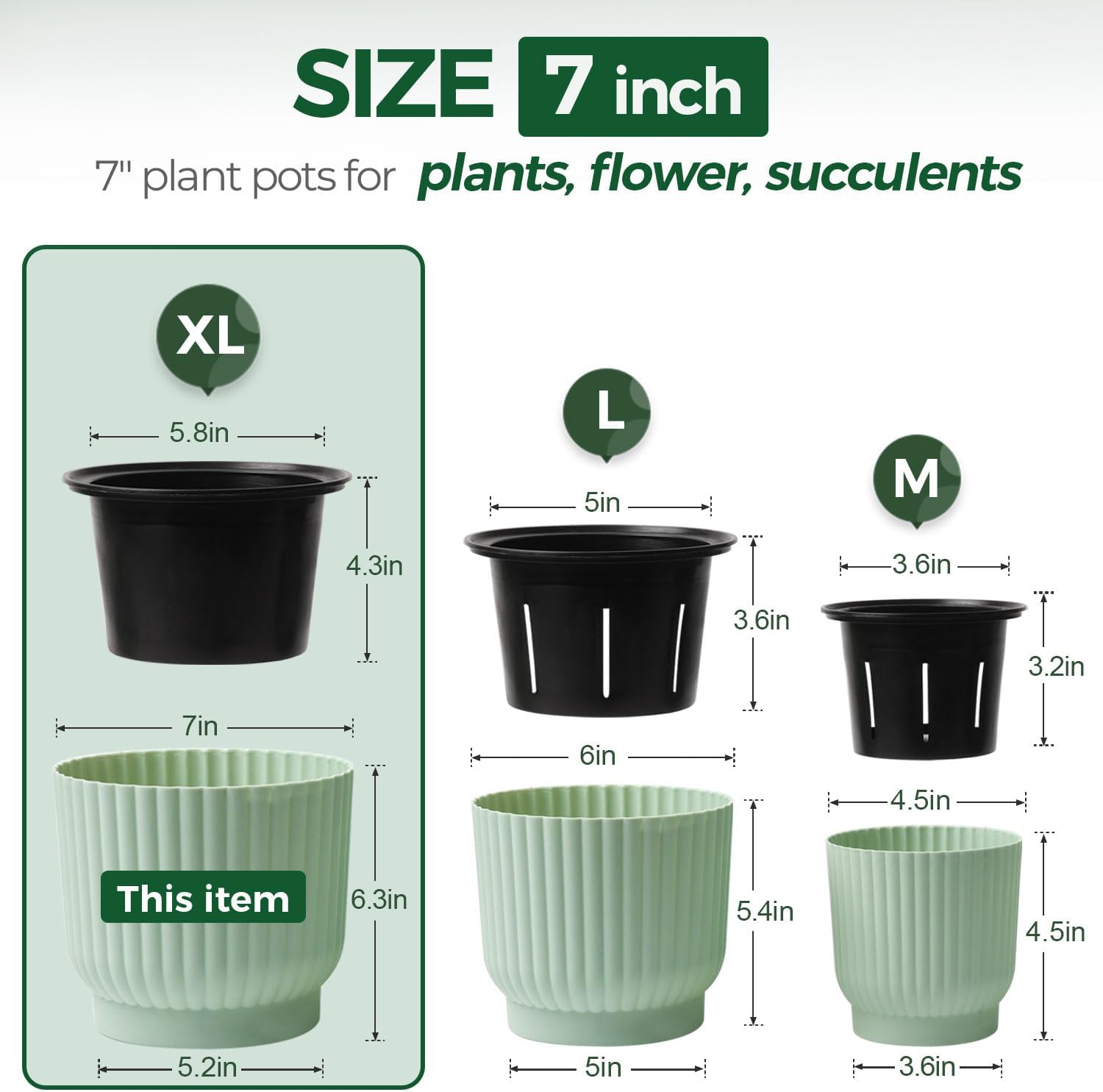 T4U Self Watering Pots for Indoor Plants, 4 Inch 6 Pack Planter White