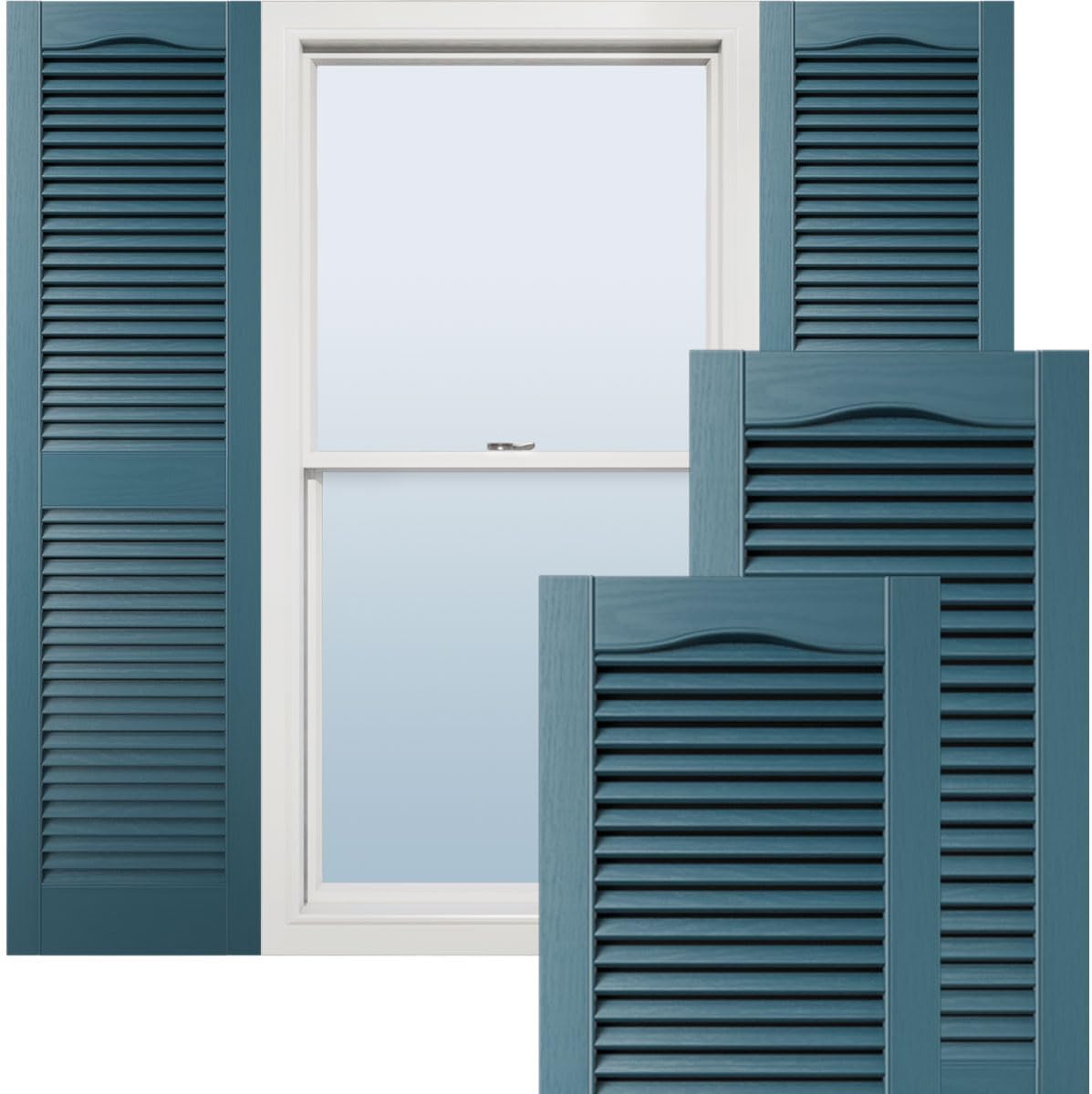 Ekena Millwork Lifetime Vinyl LL1S12X03600BL Standard Cathedral Top Center Mullion, Open Louver Vinyl Shutters, w/Installation Shutter-Lok's & Matching Screws (Per Pair), 12"W x 36"H, Black