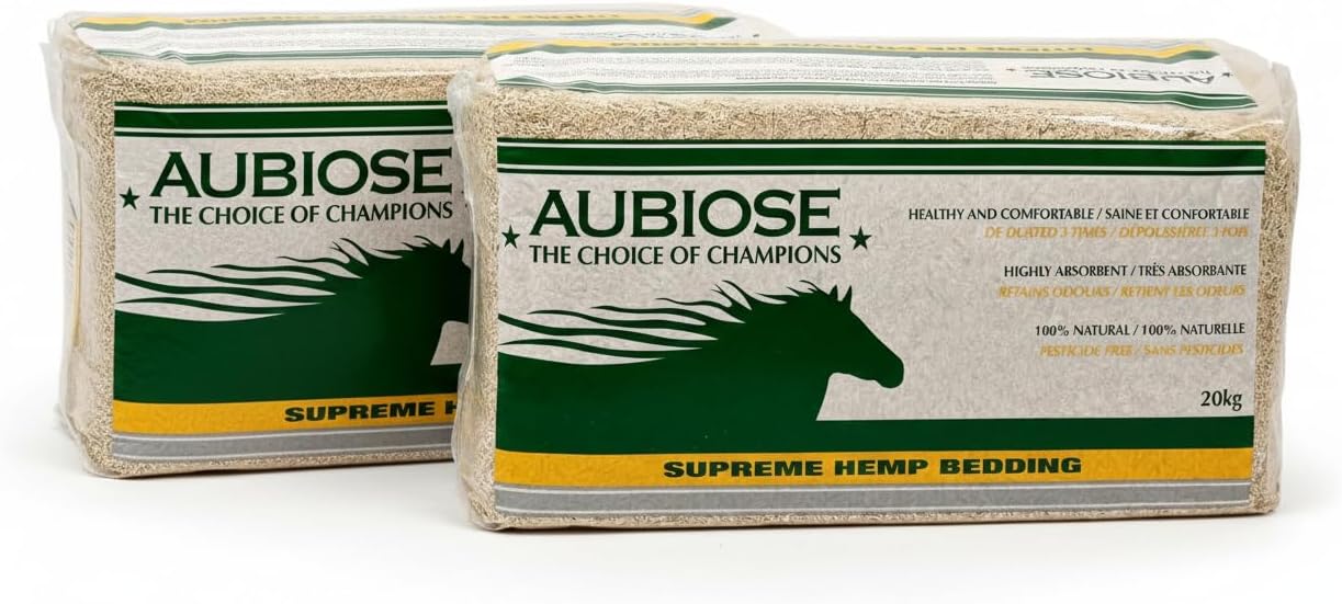 Aubiose French Hemp Bedding 44lb — Chicken Coop & Horse Stall Bedding | Ultra Low Dust, Odor Control