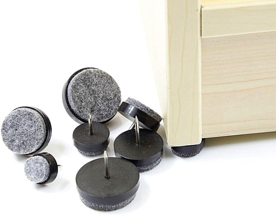 40pcs Furniture Felt Pad Heavy Duty Nail-on Chiar Slider Glide Pad Floor Protector for Wooden Furniture Chair Tables Leg Feet(Φ20mm or 0.8";Black)