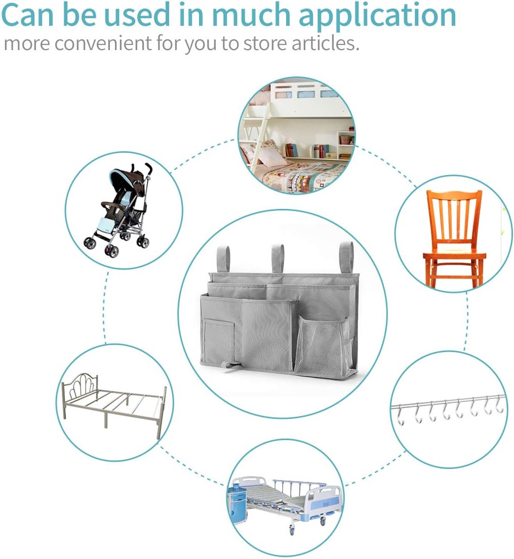 Bseash Bunk Bed Organizer, Bedside Caddy Hanging Bed Organizer Storage Bag 8 Pockets, for College Dorm Rooms Bed, Hospital Bed, Baby Bed Rails