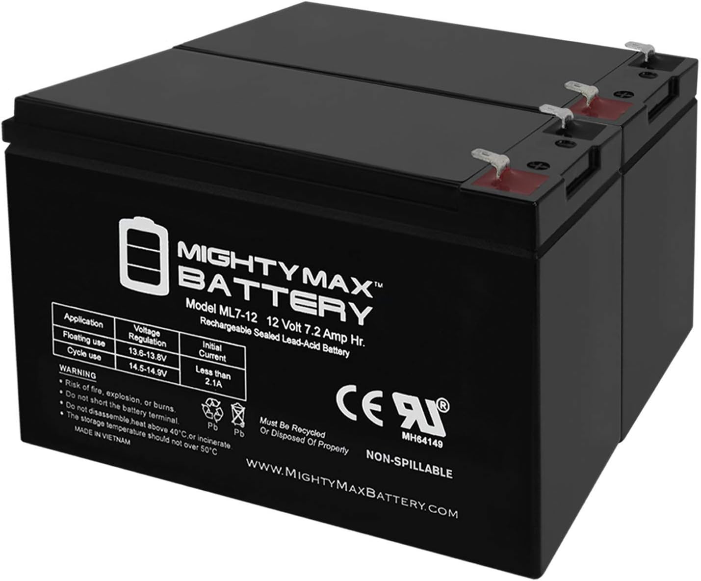 Mighty Max Battery 12V 7.2AH Battery for Viking G-5 Swing Gate Opener - 2 Pack