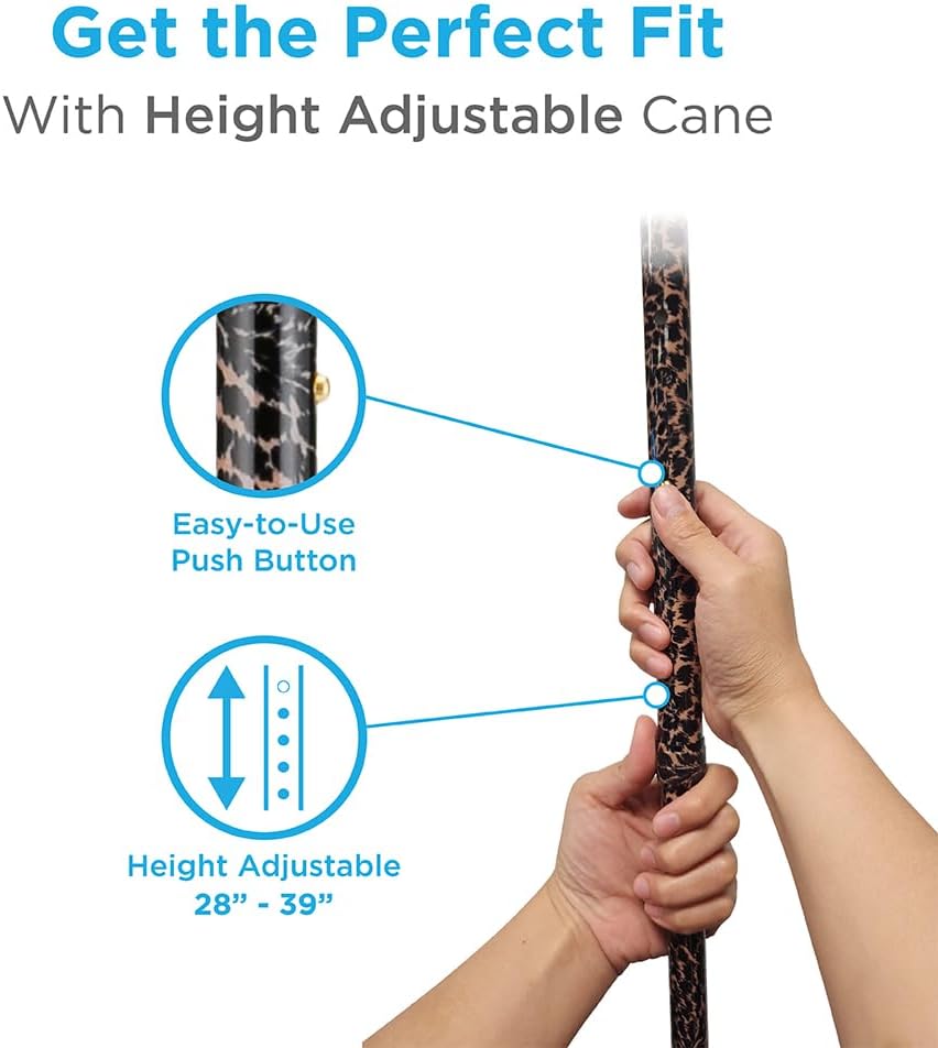NOVA Designer Walking Cane with Offset Handle, Lightweight Adjustable Walking Stick with Carrying Strap, “Maui Flowers” Design