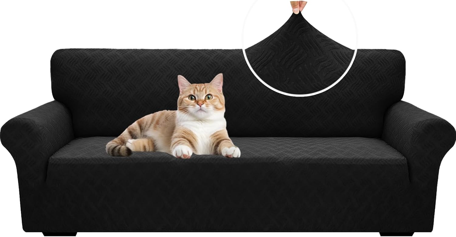 YEMYHOM Couch Cover Latest Jacquard Design High Stretch Sofa Covers for 2 Cushion Couch