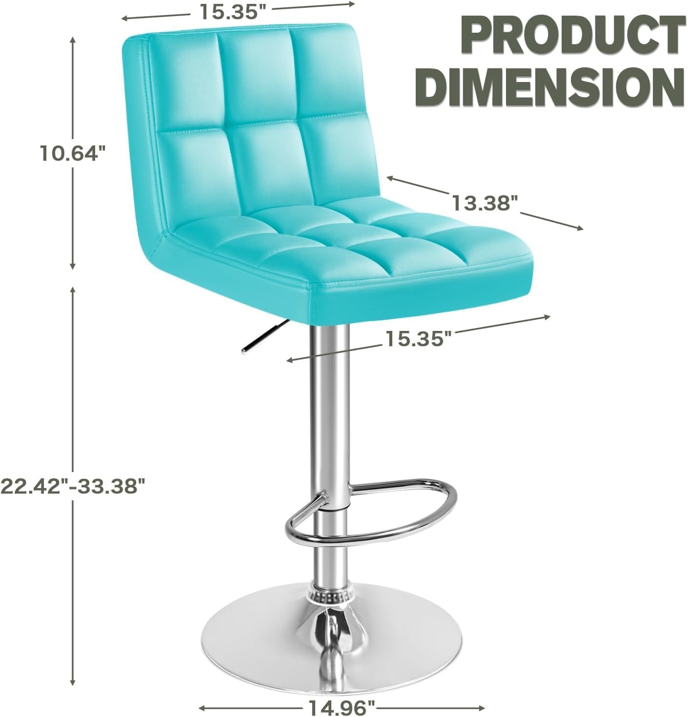 Furmax Bar Stools Modern Pu Leather Swivel Adjustable Hydraulic Bar Stool Square Counter Height Stool Set of 2 (White)