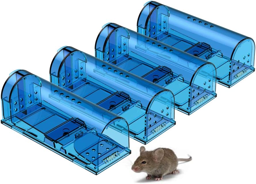 Humane Mouse Trap Reusable! [2-Pack] - Catch and Release No-Kill Rodent Traps for Indoors & Outdoors - Safe for Children & Pets - Reusable Mouse Catcher for Kitchen, Pantry & Garage Blinc (Blue)