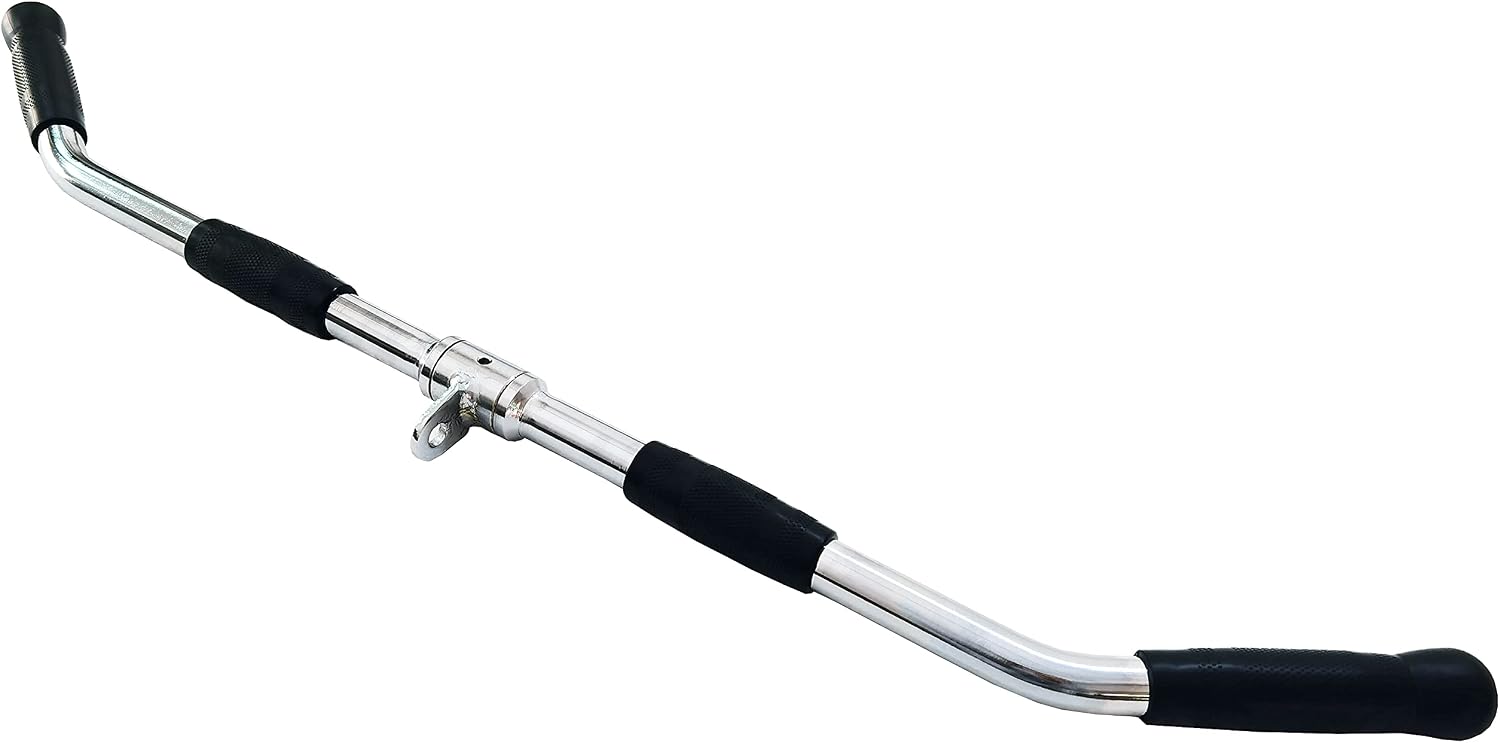 Revolving Lat Pulldown Bar for Cable Machine, Straight Bar with Rubber Grip - Tricep Press Down, Curl & Back Exercise Attachment for Home Gym