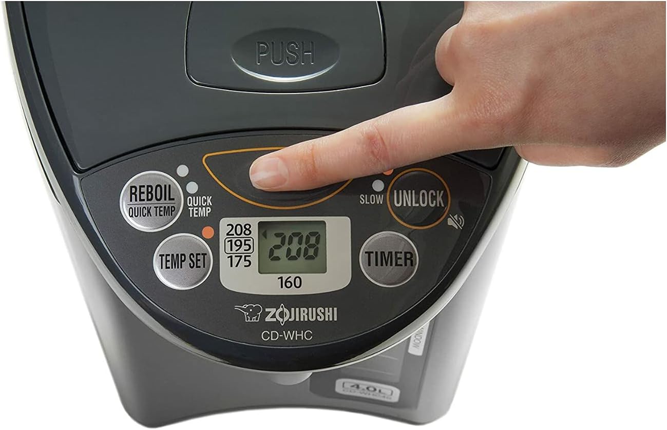 Zojirushi CD-WHC40XH Micom Water Boiler and Warmer, 135 oz, Stainless Gray | Capacity One button, electric dispensing 4-Keep Warm, 135-ounce