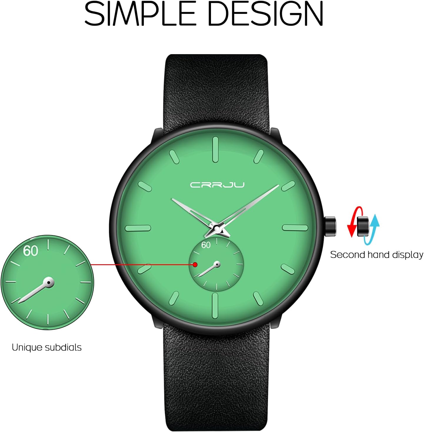 Mens Watches Ultra-Thin Minimalist Waterproof-Fashion Wrist Watch for Men Unisex Dress with Leather Band