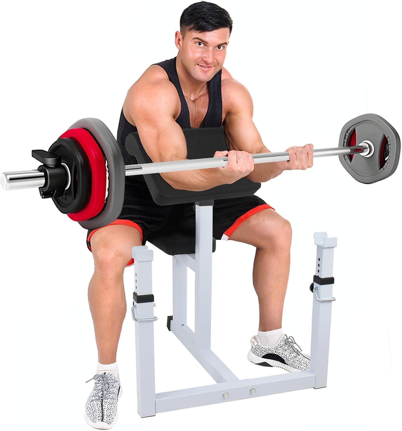 F2C Preacher Curl Bench, Adjustable Arm Curl Weight Bench for Isolated Bicep and Tricep Strength Training