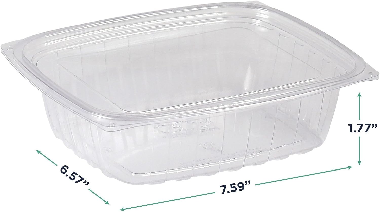 Eco-Products EPRC32 Renewable & Compostable Rectangular Deli Containers - 32oz., 50 Per Pack (Case of 4 Packs), clear