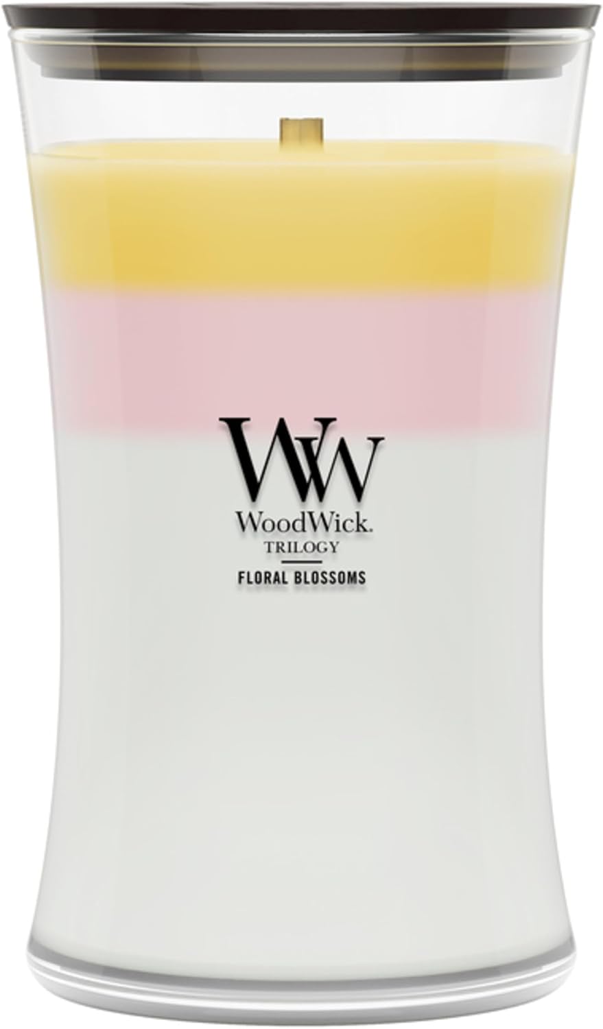 WoodWick Café Sweets Trilogy Holiday Candle Gifts for Women and Men, 9.7 oz Medium Hourglass Trilogy Candle with Crackling Wick