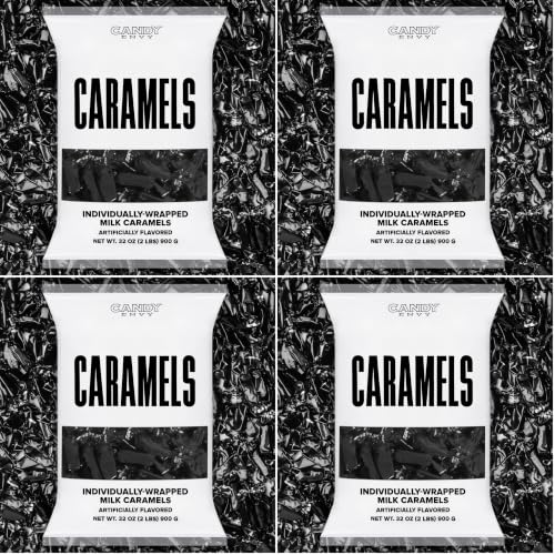 Candy Envy - Individually Wrapped Caramels - Black Wrapper - 2 Pound Bulk Black Candy