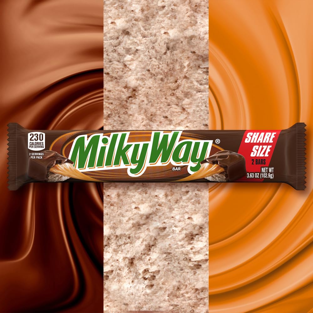 MILKY WAY Milk Chocolate Candy Bars Snacks, Bulk Candy Bars, 3.63 oz 24ct | Milk chocolate candy bars with caramel and nougat; bulk chocolate candy snacks, bulk candy bars, 3.63 oz share size