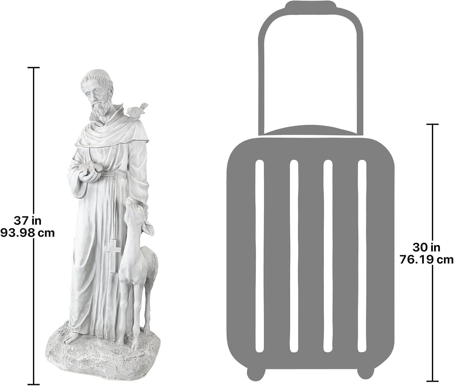Design Toscano Francis of Assisi Blessing Religious Garden Decor Statue with Bird Bath Feeder, 19 inches Tall, Cast Stone Resin, Gray Stone Finish