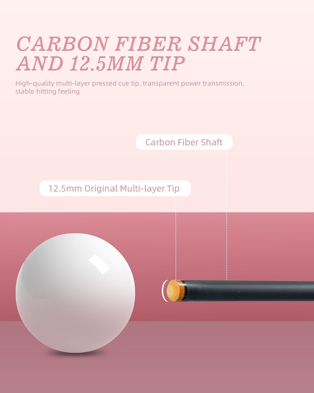 KONLLEN Carbon Fiber Pool Cue Stick 58-inch Professional Pool Sticks for Adults Full Carbon Technology Low Deflection Pool Cue Billiard Cues with 12.5mm Tip (Easy to Control, Pro Taper, Ultra-Smooth)