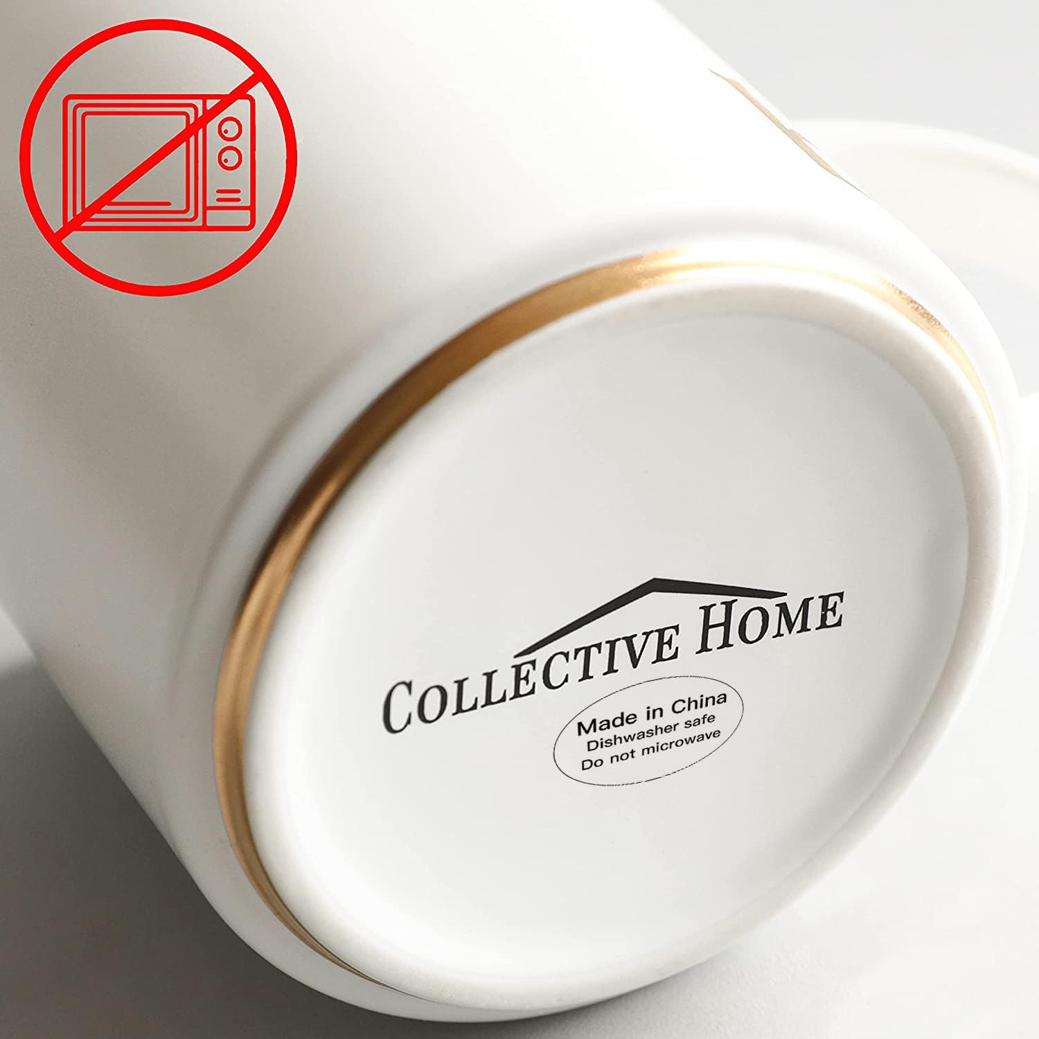 COLLECTIVE HOME Ceramic Coffee Mug, 15 oz Monogram Cup with Gift Box(m) | Dishwasher Safe, Engraved Gold Letter