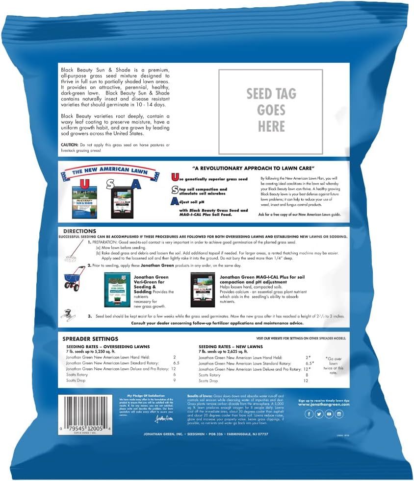 Jonathan Green (12005) Black Beauty Sun & Shade Grass Seed - Cool Season Lawn Seed (7 lb)