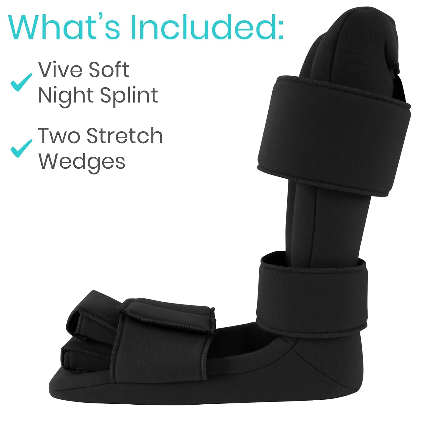 Vive Plantar Fasciitis Night Splint Plus Trigger Point Stretch Wedges | Soft Leg Brace Support, Orthopedic Sleeping Immobilizer Stretch Boot (Large: Men's: 8.5-11, Women's: 10-12)