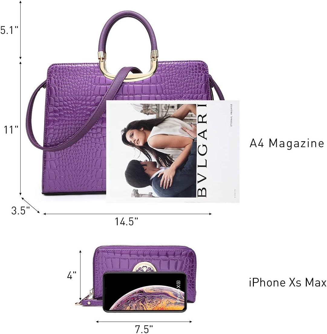 Womens Handbag Top Handle Shoulder Bag Tote Satchel Purse Work Bag with Matching Wallet